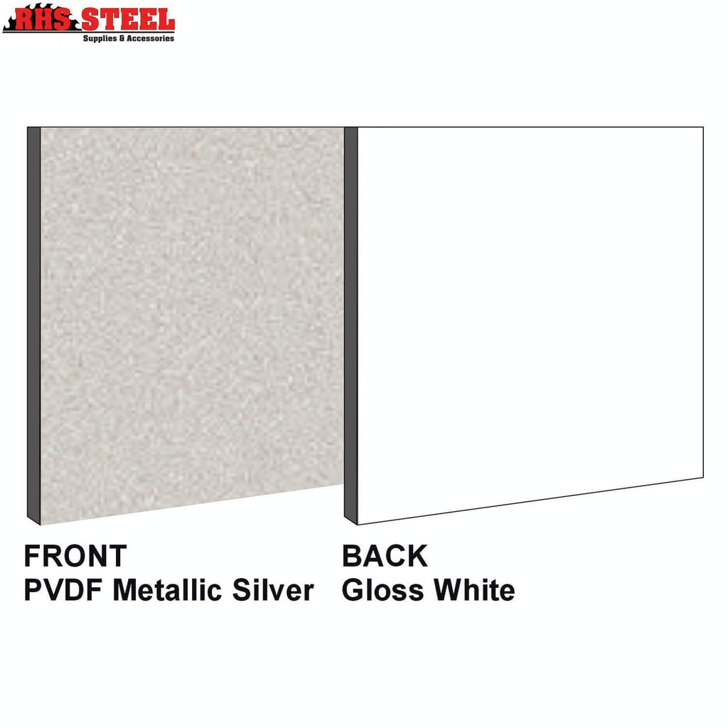 [2200787] Lámina PVDF White Silver Grey 4 mm x 0,30 mm (panel compuesto de aluminio)